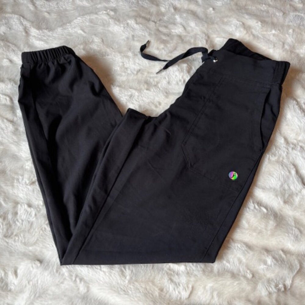 Scrubletics Jogger Fit Medical Nurse Black Scrub Pants Ladies Size XS
